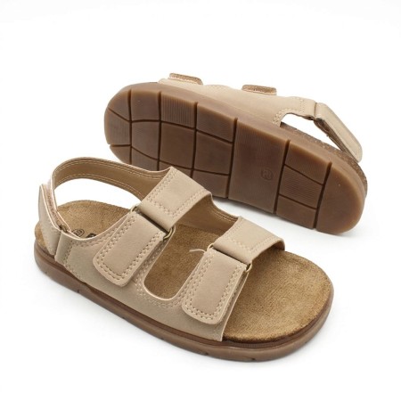 sandalias bio niño beige suela de goma flexible vista inferior