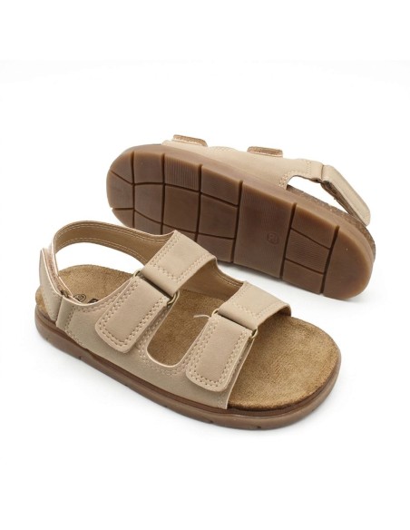 sandalias bio niño beige suela de goma flexible vista inferior