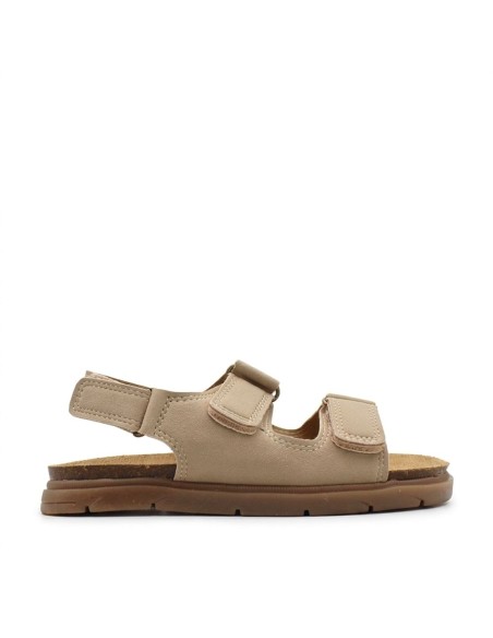 sandalias bio niño beige con triple velcro vista lateral