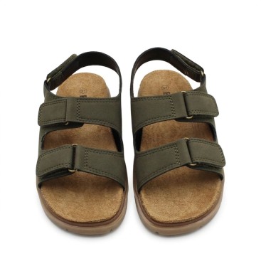 sandalia bio de niño verde con velcros