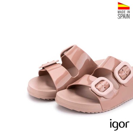 sandalia goma rosa estilo bio moderno mujer