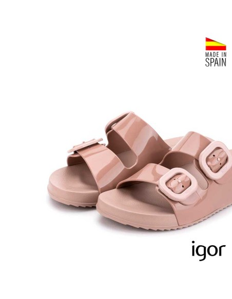 sandalia goma rosa estilo bio moderno mujer
