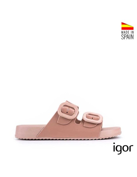 chancla goma mujer rosa brillo hebillas igor habana
