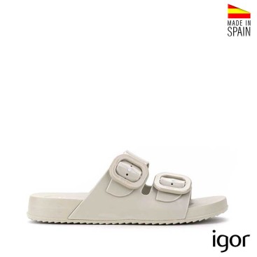 chancla goma mujer sand taupe hebillas igor habana