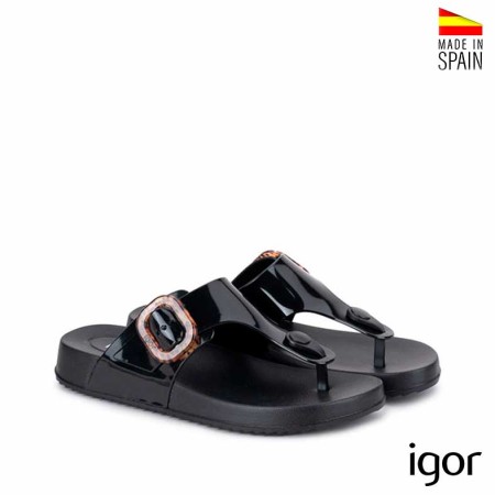 sandalia esclava negra mujer goma igor bari lateral