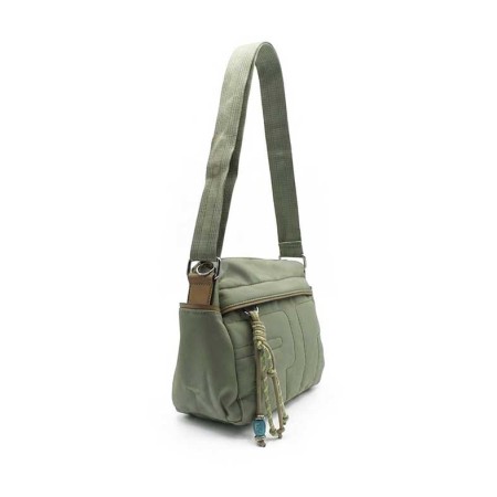 bolso mujer verde acolchado lateral compartimentos