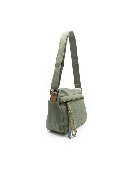 bolso mujer verde acolchado lateral compartimentos