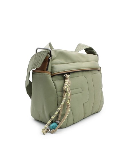 bolso nylon verde bandolera detalle bolsillo delantero
