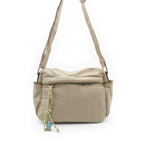 bolso bandolera mujer beige acolchado frontal