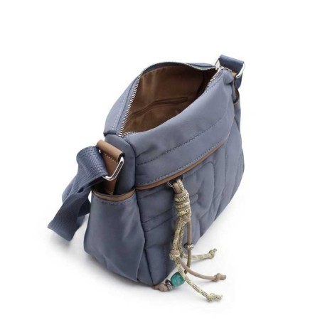 bolso bandolera azul interior abierto con cremallera
