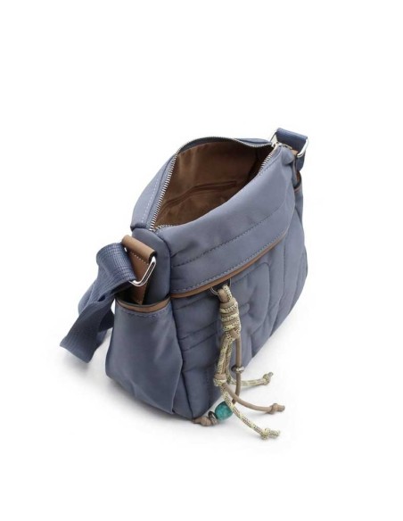 bolso bandolera azul interior abierto con cremallera
