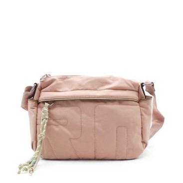 bolso rosa detalle cremallera y cordon decorativo
