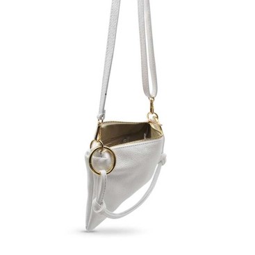 bolso piel blanco detalle interior cremallera abierto