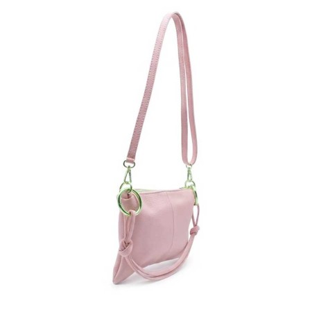 bolso bandolera rosa piel lateral con doble asa