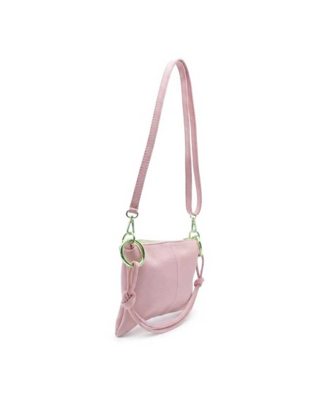 bolso bandolera rosa piel lateral con doble asa
