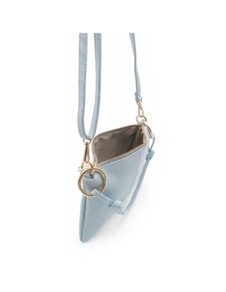 bolso mujer celeste lateral con asa larga regulable