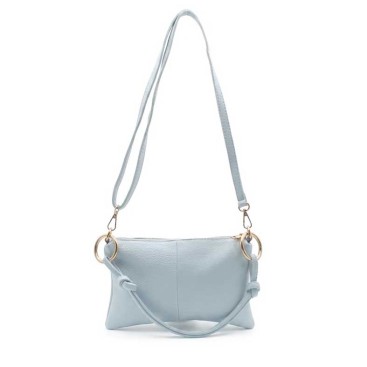 bolso piel azul celeste mujer frontal elegante