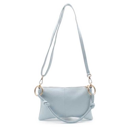 Bolso piel azul celeste doble asa