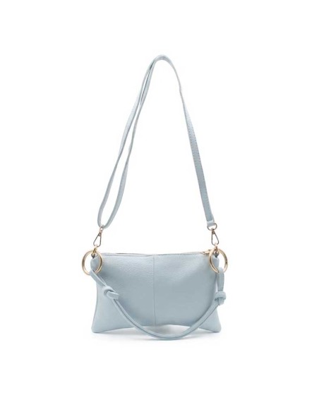 bolso piel azul celeste mujer frontal elegante