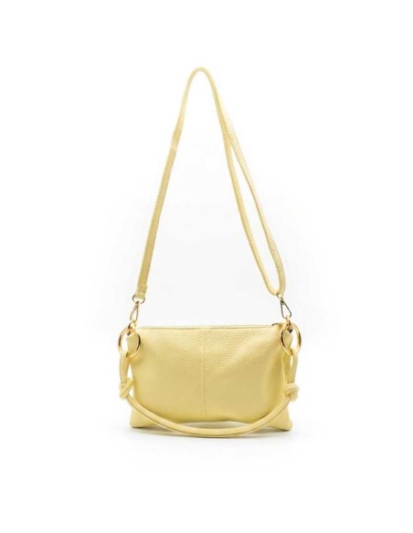 bolso piel amarillo mujer frontal elegante