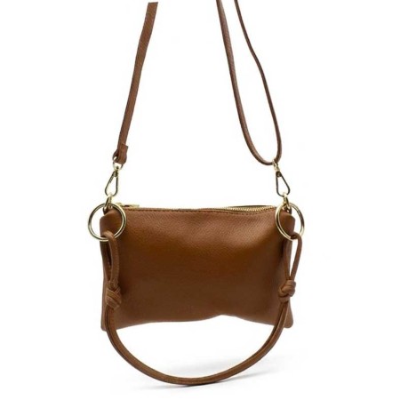 bolso piel marron mujer frontal elegante