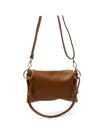 bolso piel marron mujer frontal elegante
