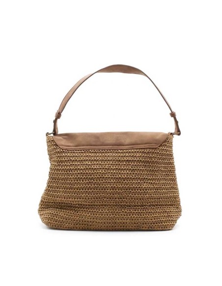 bolso marron trenzado vista trasera textura natural