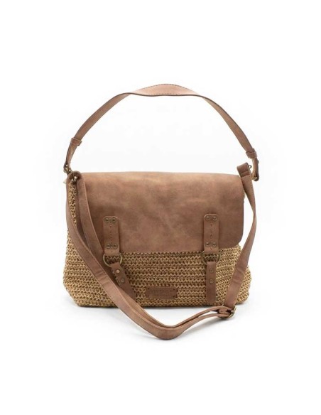 bolso marron trenzado estilo artesanal rafia