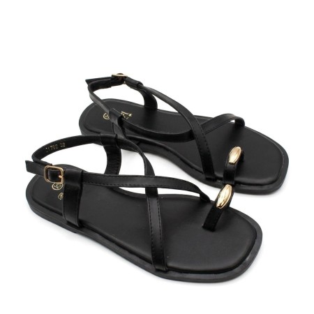 sandalia infantil negra tiras finas elegante