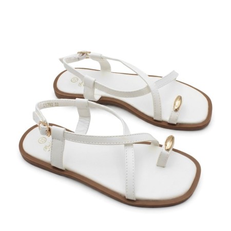 sandalia infantil blanca tiras finas elegante verano