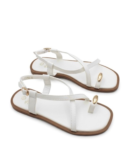 sandalia infantil blanca tiras finas elegante verano