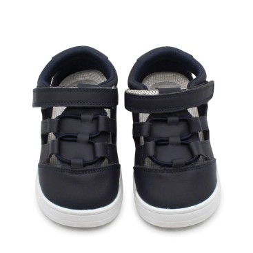 sandalia barefoot niño azul marino frontal velcro