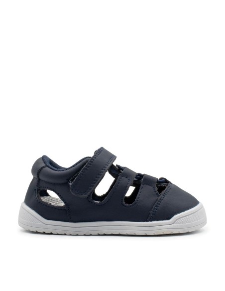 sandalia niño azul marino piel velcro puntera ancha