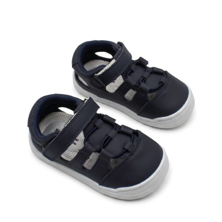 sandalia infantil azul marino flexible goma blanca