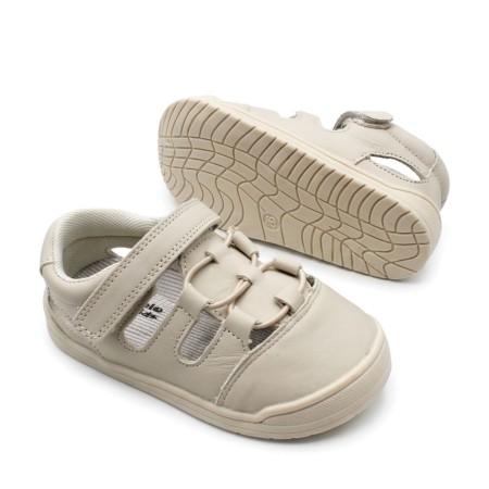 sandalia barefoot niño beige frontal velcro