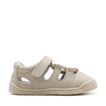 sandalia niño beige piel velcro puntera ancha