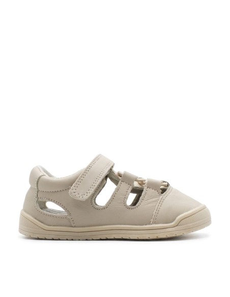 sandalia niño beige piel velcro puntera ancha