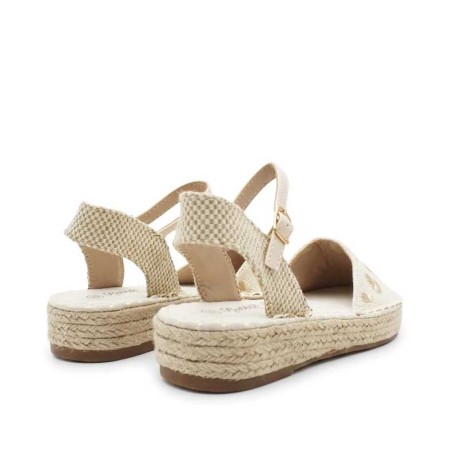 alpargatas niña beige bordado floral frontal