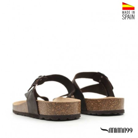Chanclas cuero dedo hombre