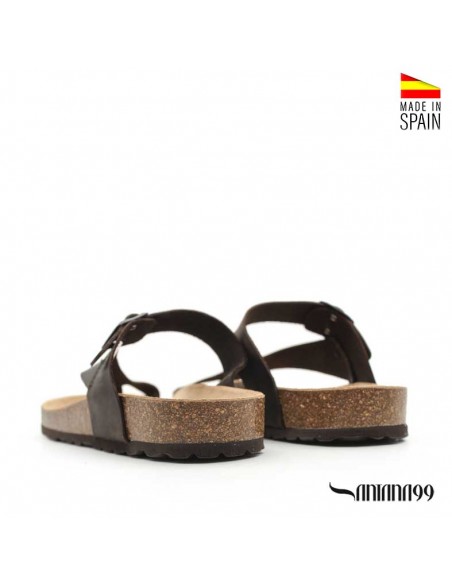 Chanclas cuero dedo hombre