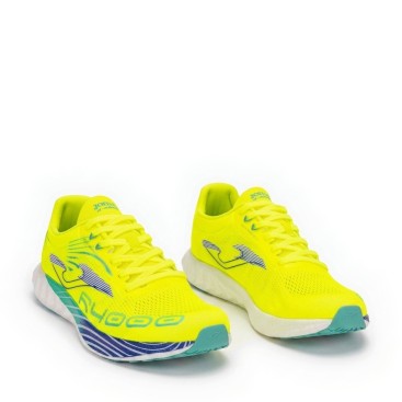 zapatillas running Joma R4000 hombre amarillo fluor perspectiva par