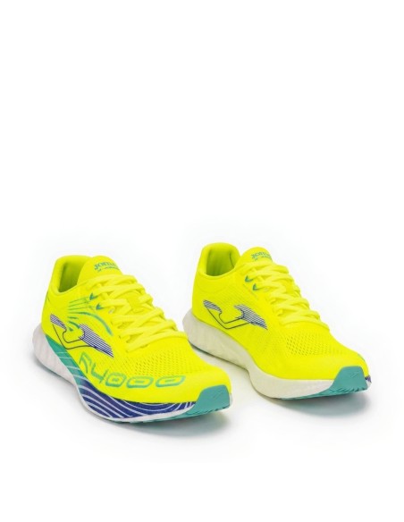 zapatillas running Joma R4000 hombre amarillo fluor perspectiva par