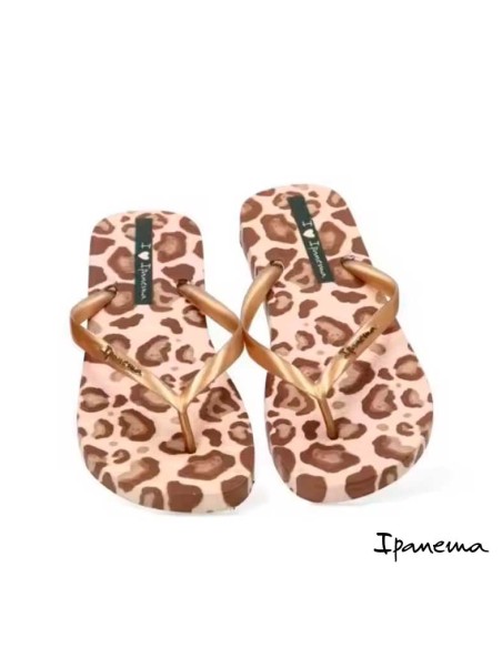 Chanclas Ipanema animal print mujer de dedo con tiras doradas