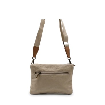 bolso bandolera mujer beige bolsillo trasero cremallera