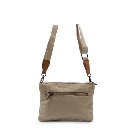 bolso bandolera mujer beige bolsillo trasero cremallera