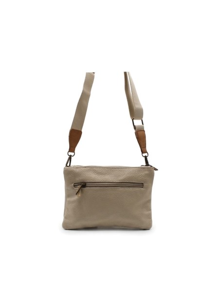 bolso bandolera mujer beige bolsillo trasero cremallera