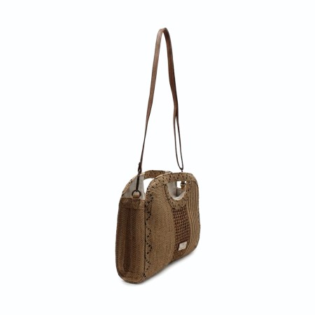 bolso rafia mujer interior cremallera bolsillo organizador