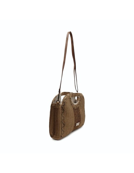 bolso rafia mujer interior cremallera bolsillo organizador