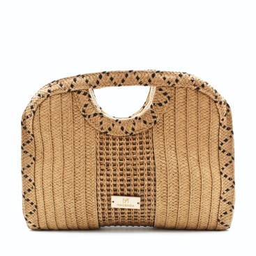 bolso rafia mujer trenzado verano asa corta frontal
