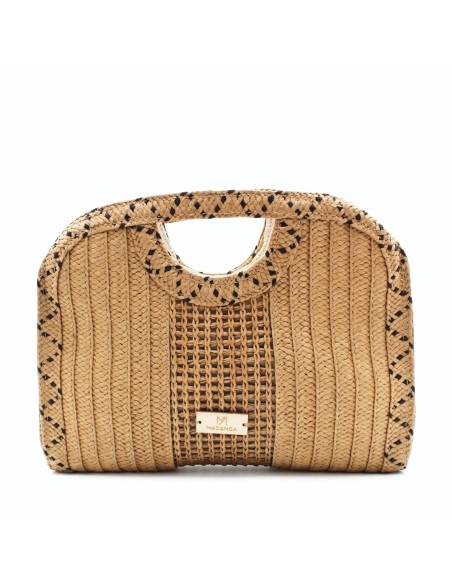 bolso rafia mujer trenzado verano asa corta frontal